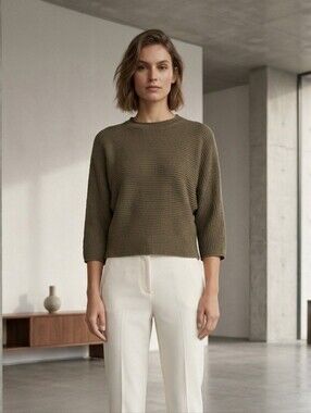 Poof Apparel Green Cropped Slouchy Knit Top